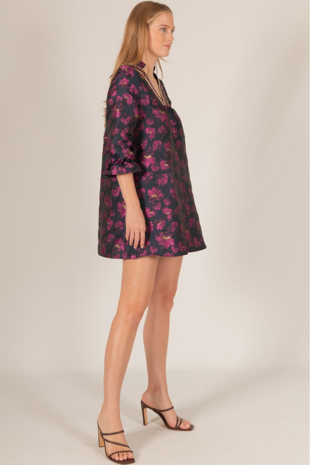 Floral Jacquard Mini Dress