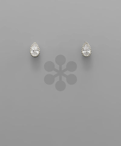 CZ Teardrop Studs