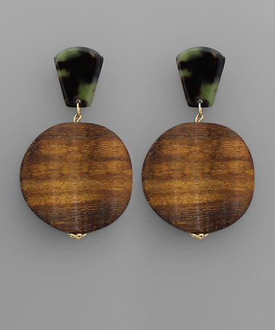 Wood Disk Fan Earrings