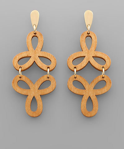 Geometric Wood Dangle Earrings