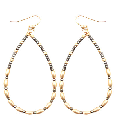 Rice Beads Teardrop Earrings