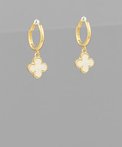 Clover Charm Dangle Hoops