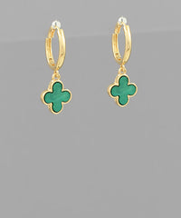 Clover Charm Dangle Hoops