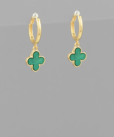 Clover Charm Dangle Hoops