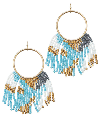 Beaded Tassel Circle Earrings