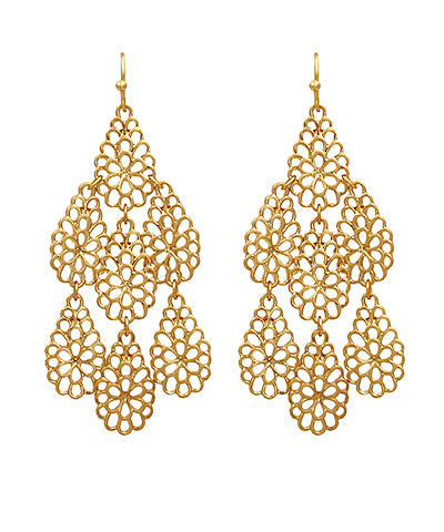 Metal Filigree Chandelier Earrings