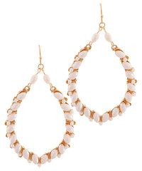 Oval Stone Drop Earrings