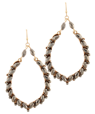 Oval Stone Drop Earrings