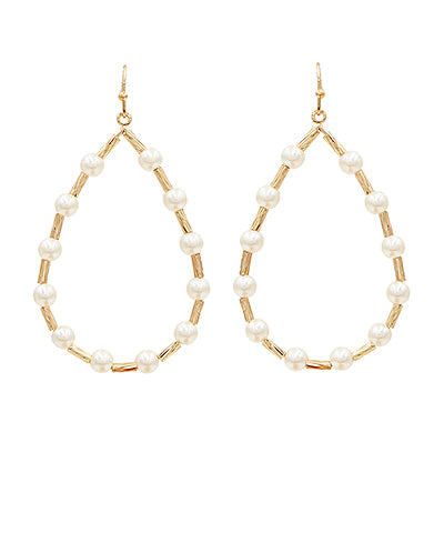 Pearl Station Teardrop Earrings