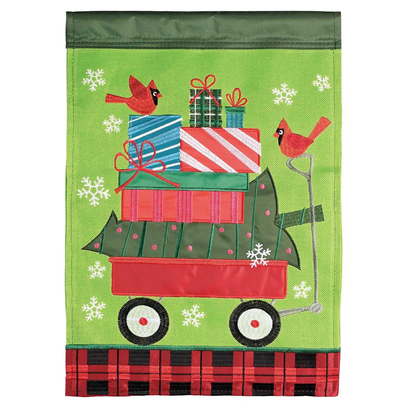 Christmas Wagon Garden Flag