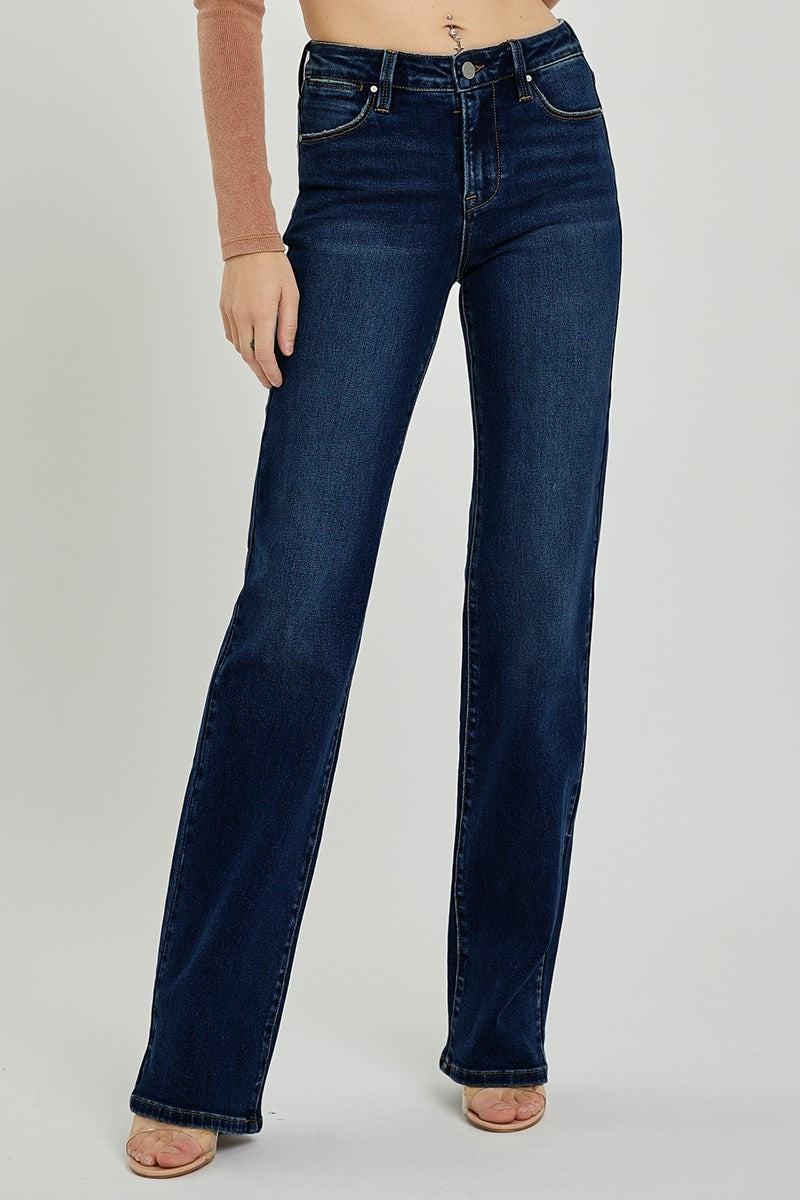 Mid Rise Straight Jeans