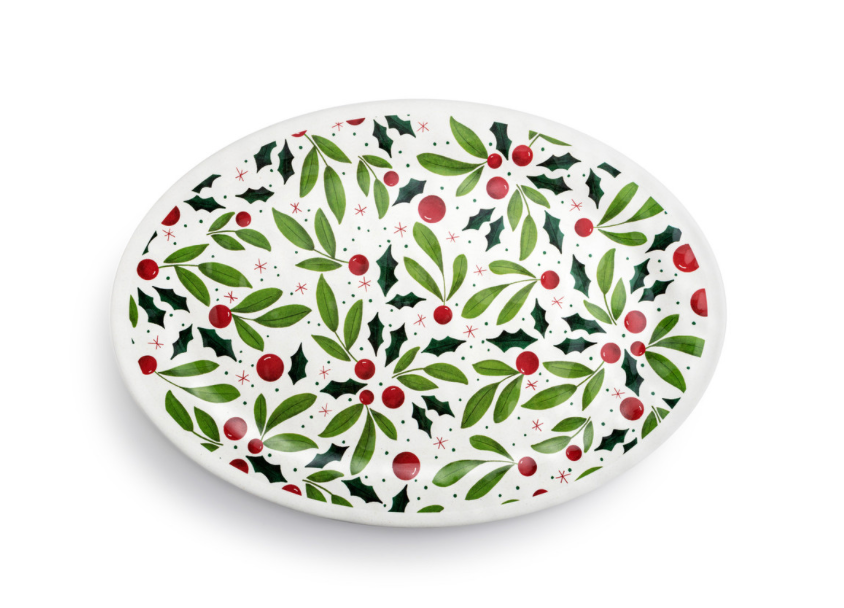 Holly Leaves Oval Platter