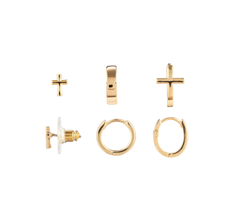 Dainty Cross Earring Set