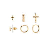 Dainty Cross Earring Set