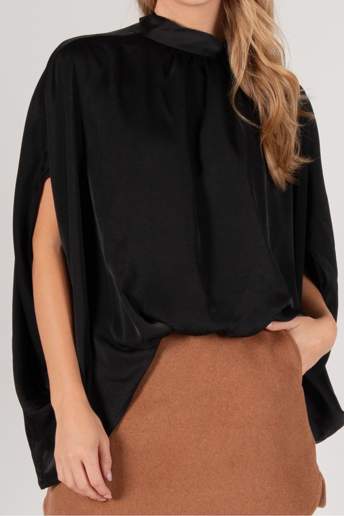 Satin Mock Neck Top