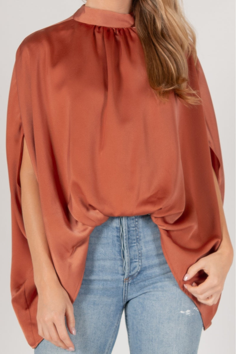 Satin Mock Neck Top