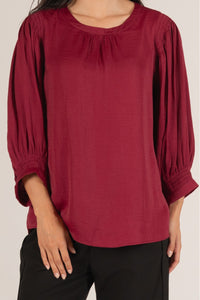 Satin Shirred Shoulder Blouse