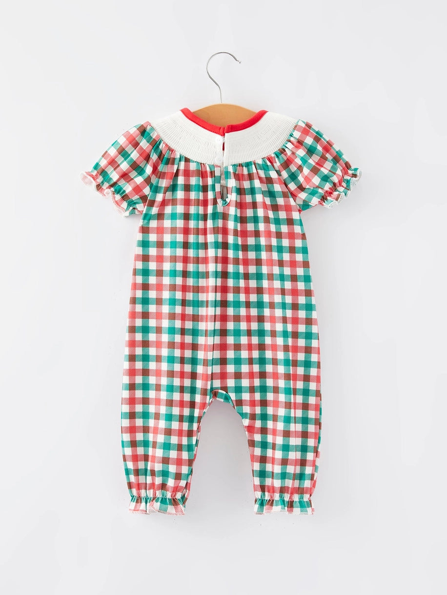 Girls Christmas Smocked Romper