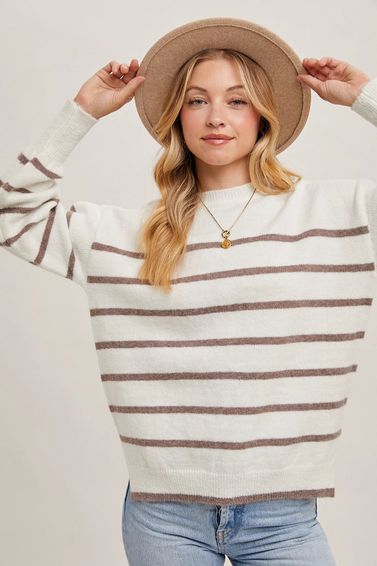 Side Slit Striped Sweater