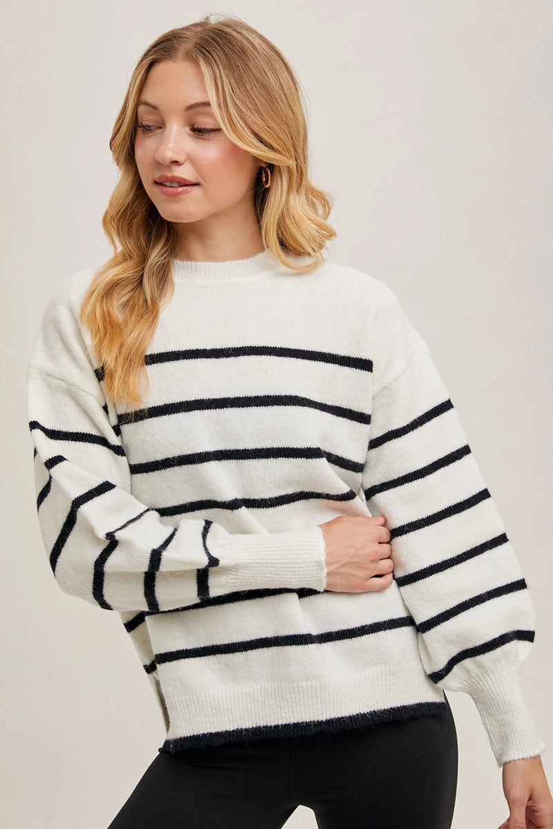 Side Slit Striped Sweater