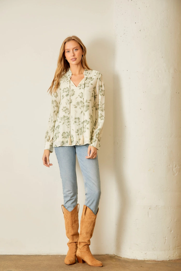 Floral V Neck Blouse