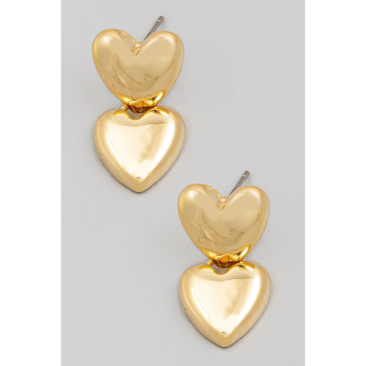 Double Heart Drop Earrings