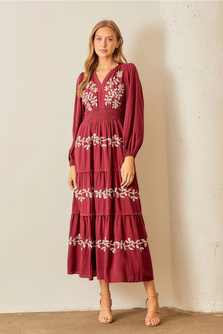 Embroidered Floral Maxi Dress