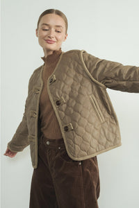 Faux Leather Quilted Coat