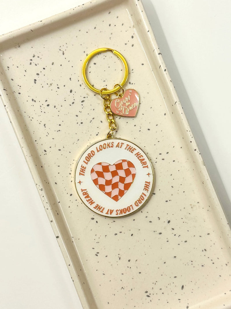 Looks at the Heart Keychain