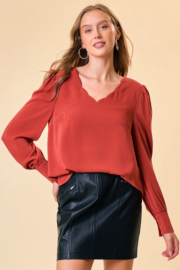 Scallop Neck Blouse