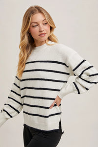 Side Slit Striped Sweater