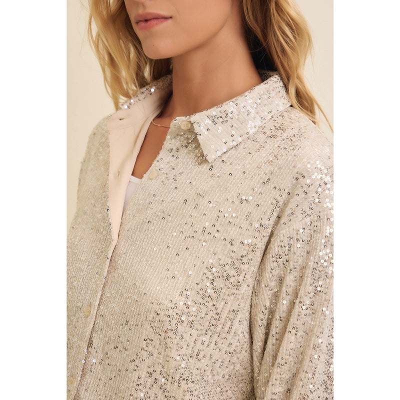 Sequin Button Down Shirt