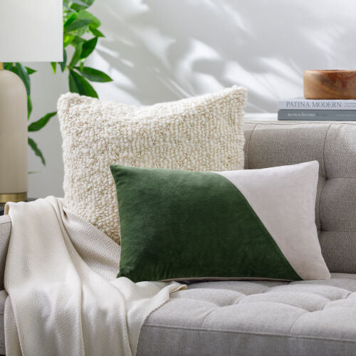 Two Tone Velvet Lumbar Pillow