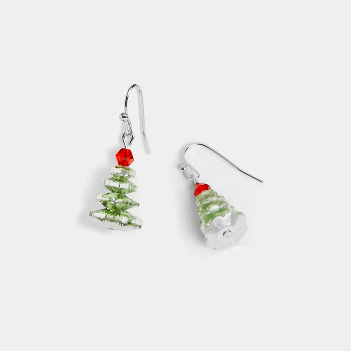 Beaded Christmas Tree Earrings