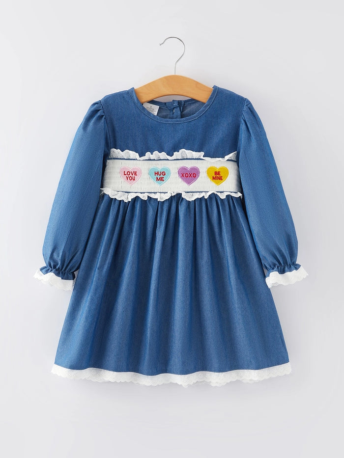 Heart Letters Smocked Dress