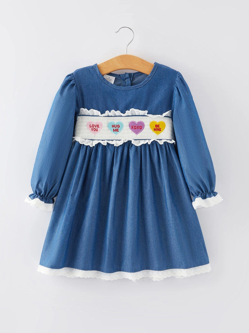 Heart Letters Smocked Dress