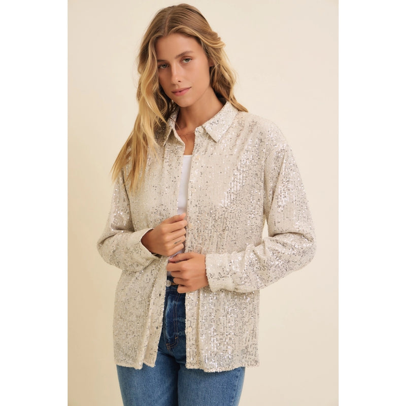 Sequin Button Down Shirt