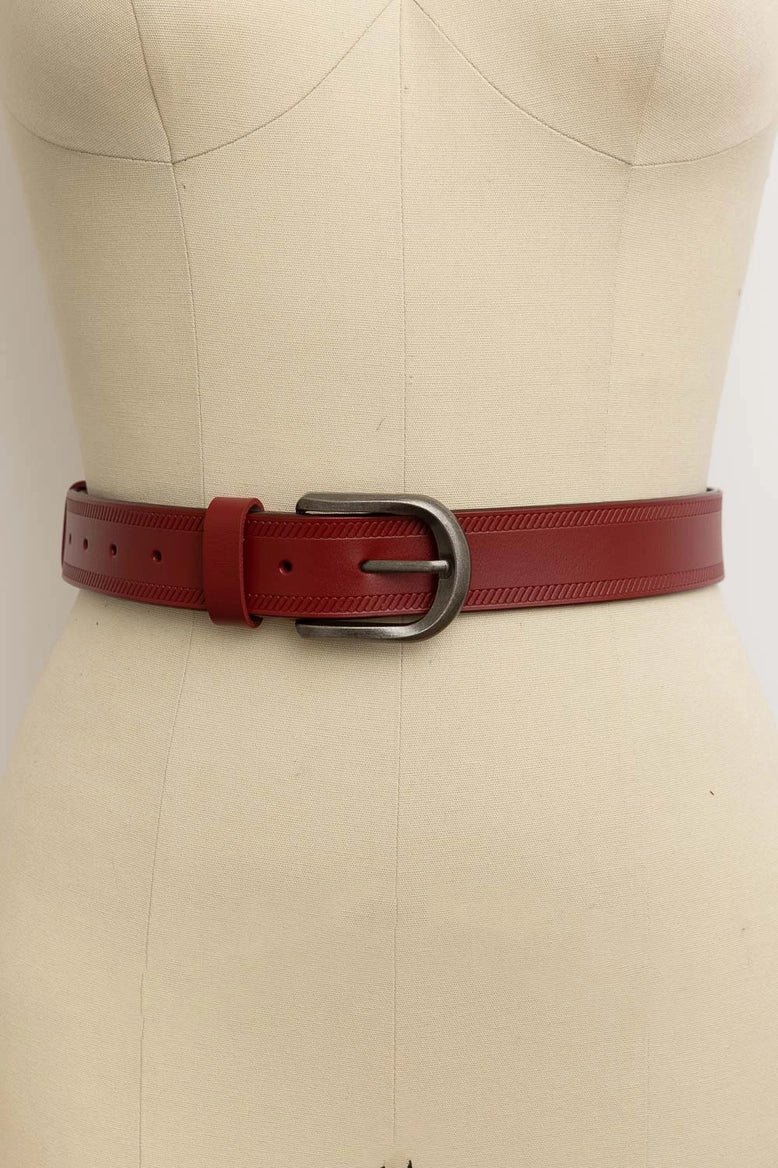 Pattern Pressed Leather Belt