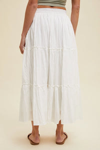 Crinkle Tiered Midi Skirt