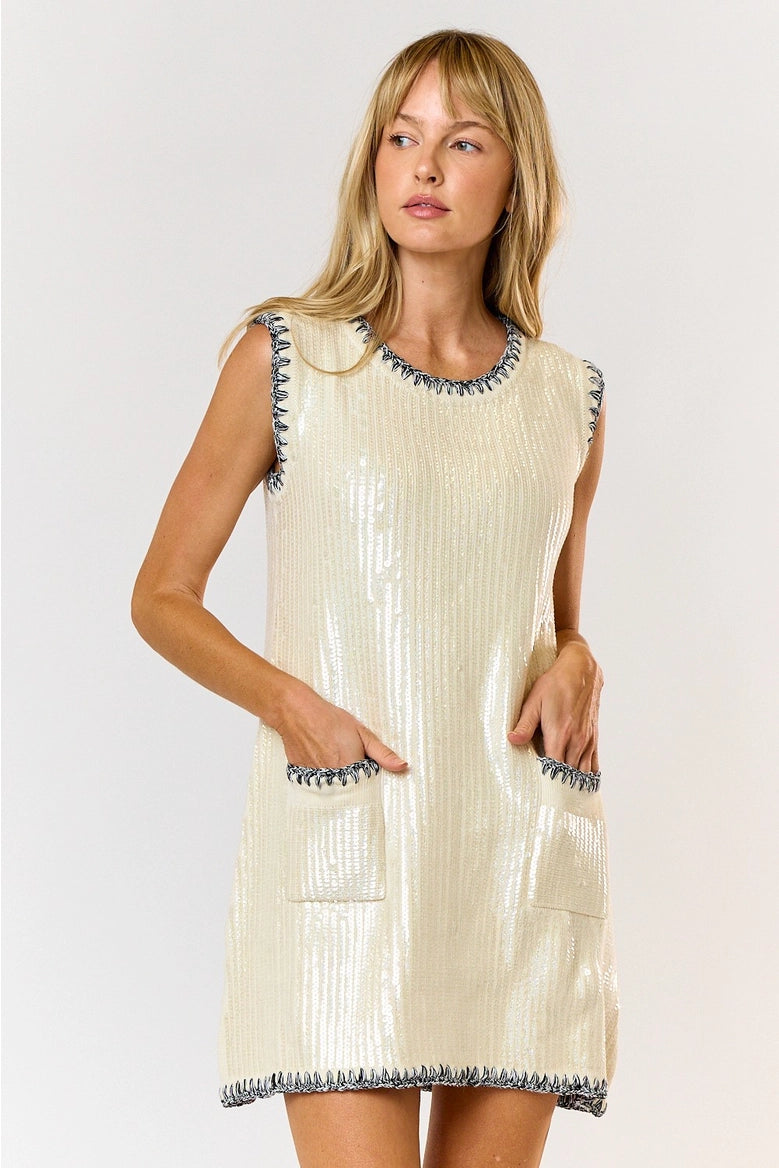 Sequin Contrast Mini Dress