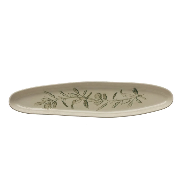 Botanical Oval Stoneware Tray