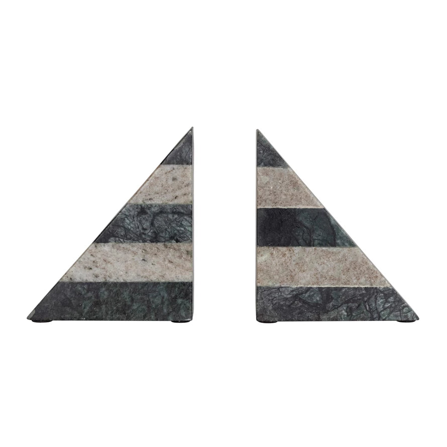 Triangle Marble Bookends