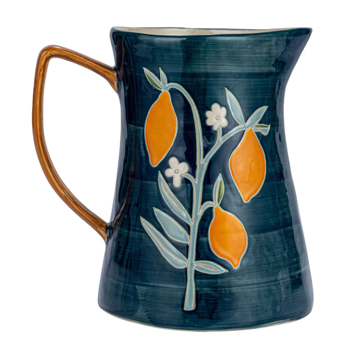 Large Floral Stoneware Pitcher