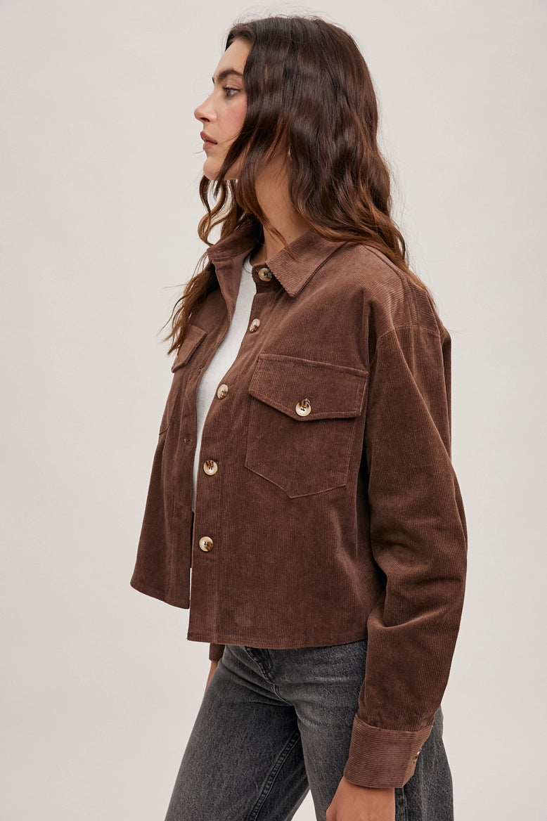 Corduroy Crop Shirt Jacket