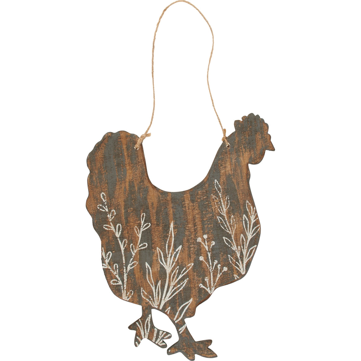 Floral Chicken Hanging Sign