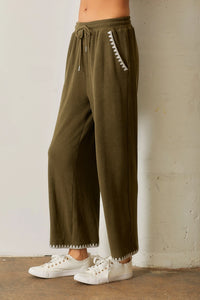 Embroidered Ribbed Pants