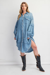 Oversized Denim Shirt Dress