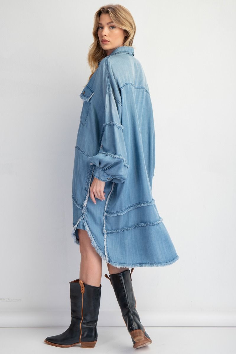 Oversized Denim Shirt Dress