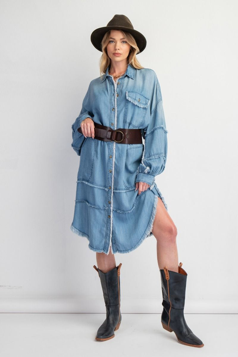 Oversized Denim Shirt Dress