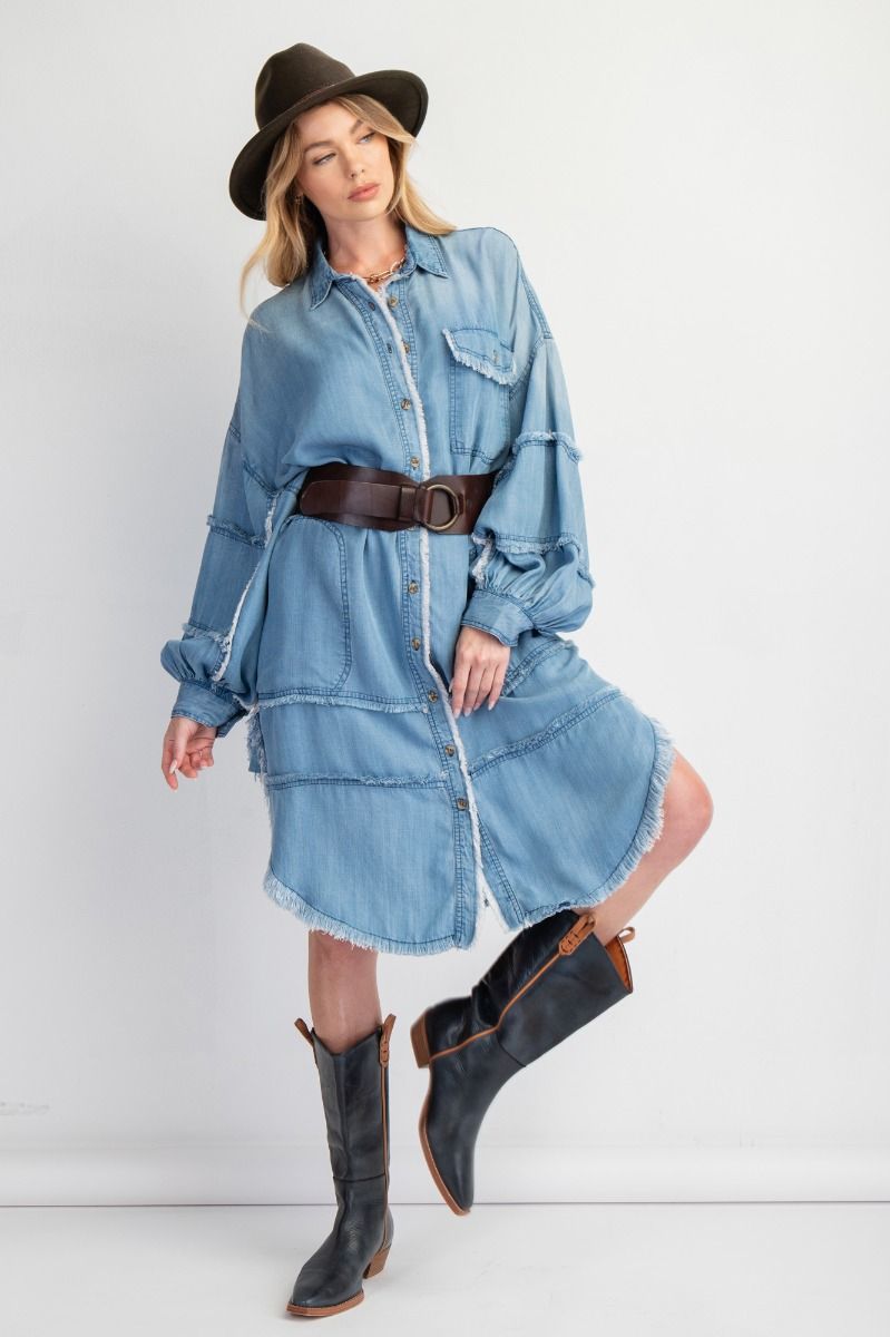 Oversized Denim Shirt Dress